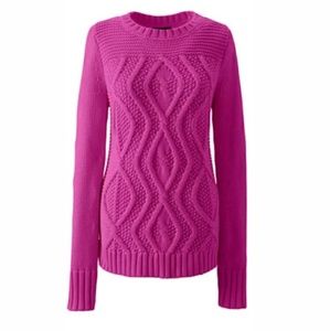 Land's End Drifter Cotton Cable Crew Neck Sweater